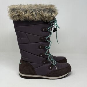 LL Bean Carrabassett Snow Boots Women 8 Brown Fur Trim Insulated Winter Tall